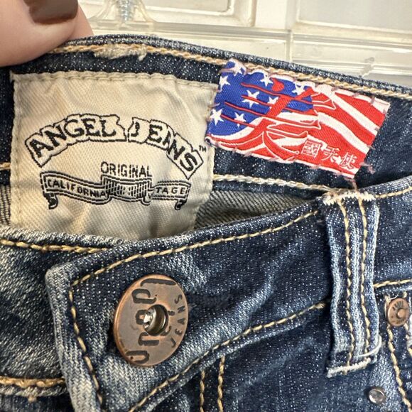 Y2K Angel Jeans Women's 7 Embroidered Boot Cut Embellished - Picture 4 of 13